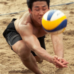 Charles Ho diving for the ball during the Competitive category final.