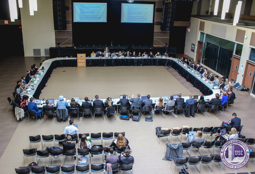 Student delegates from several Ontarian universities attend the general assembly at Western University. Photo courtesy Emily Ross