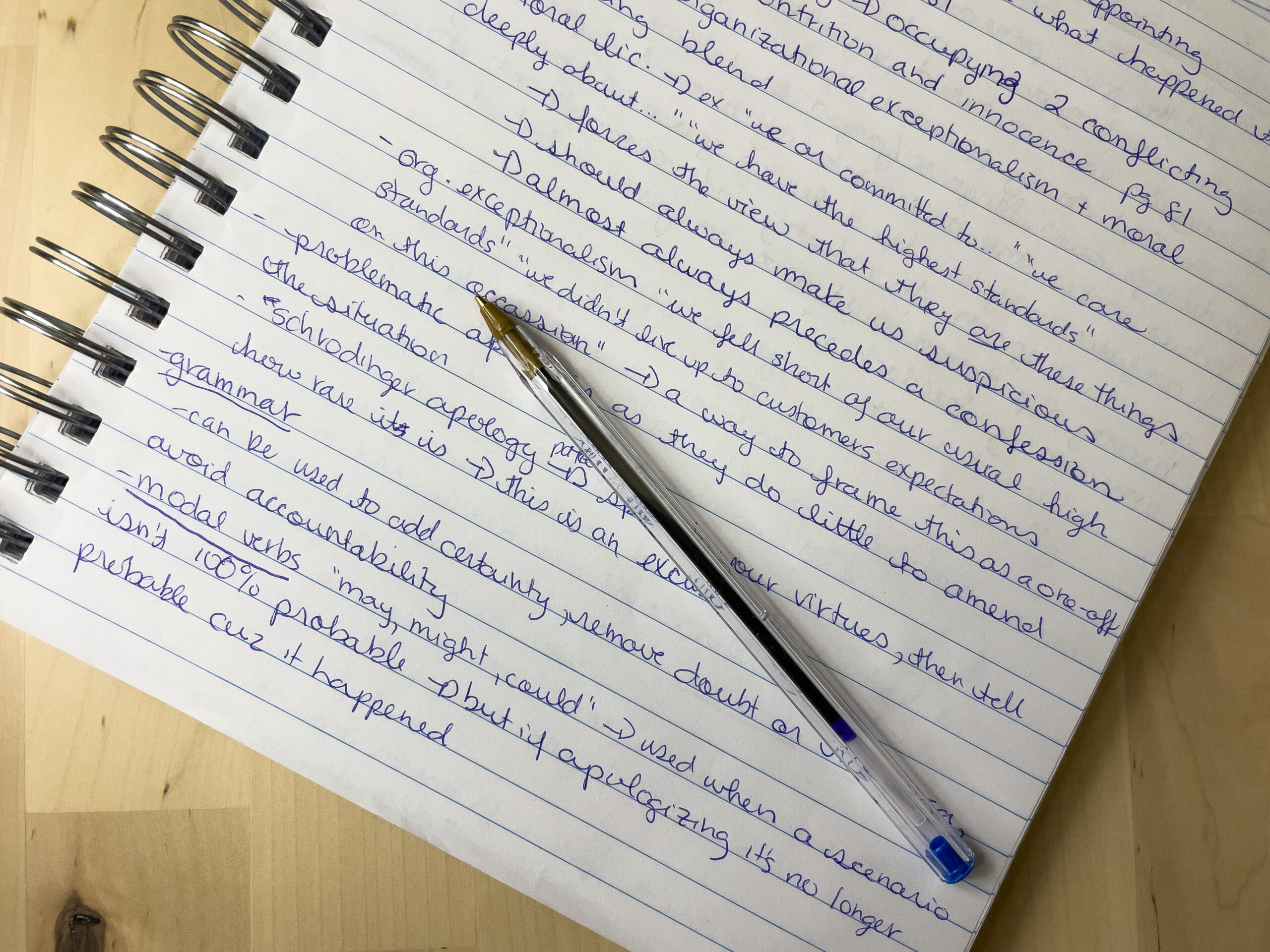 Melissa Hughes - notes and pen