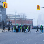 Partygoers Crossing