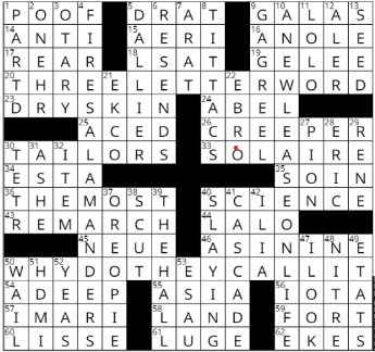 July crossword solutions